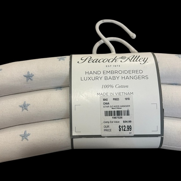 Peacock Alley Hand-Embroidered Luxury Baby Clothes Hangers - Set of 3 - NWT - Picture 2 of 6